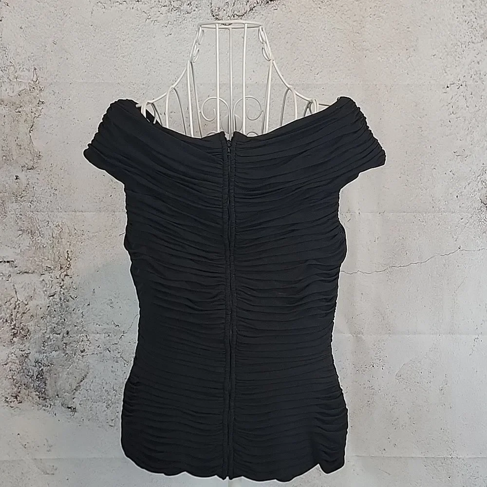 Cache Luxe Elegant Black Women's Special Occasion Top Size L - Picture 7 of 12